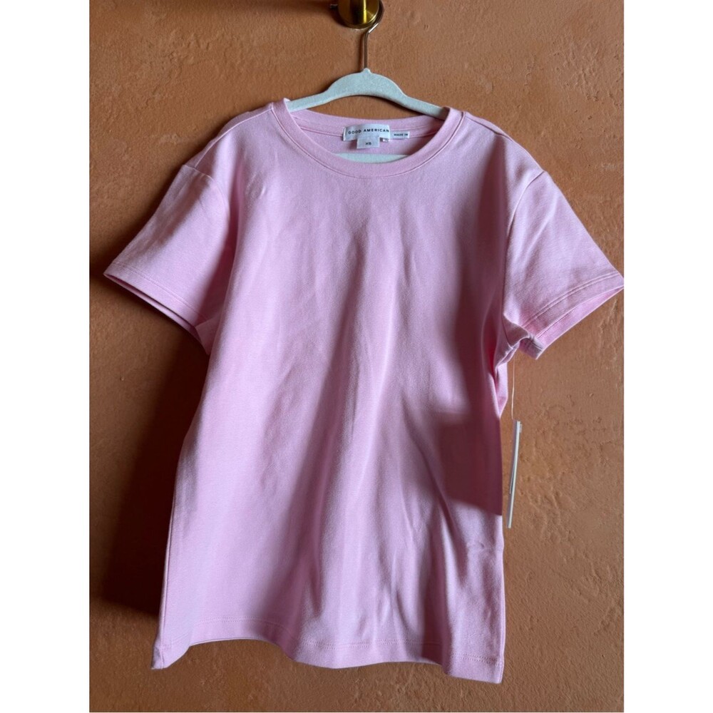 Good American Essential Crewneck T-Shirt Rose Quartz NWT Size XS